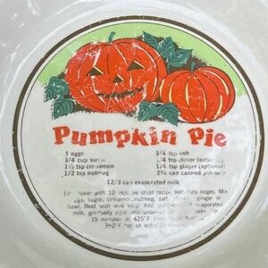 Vintage Sunstone  Halloween Pumpkin Pie Recipe Plate Ceramic 10.5 inch Baker